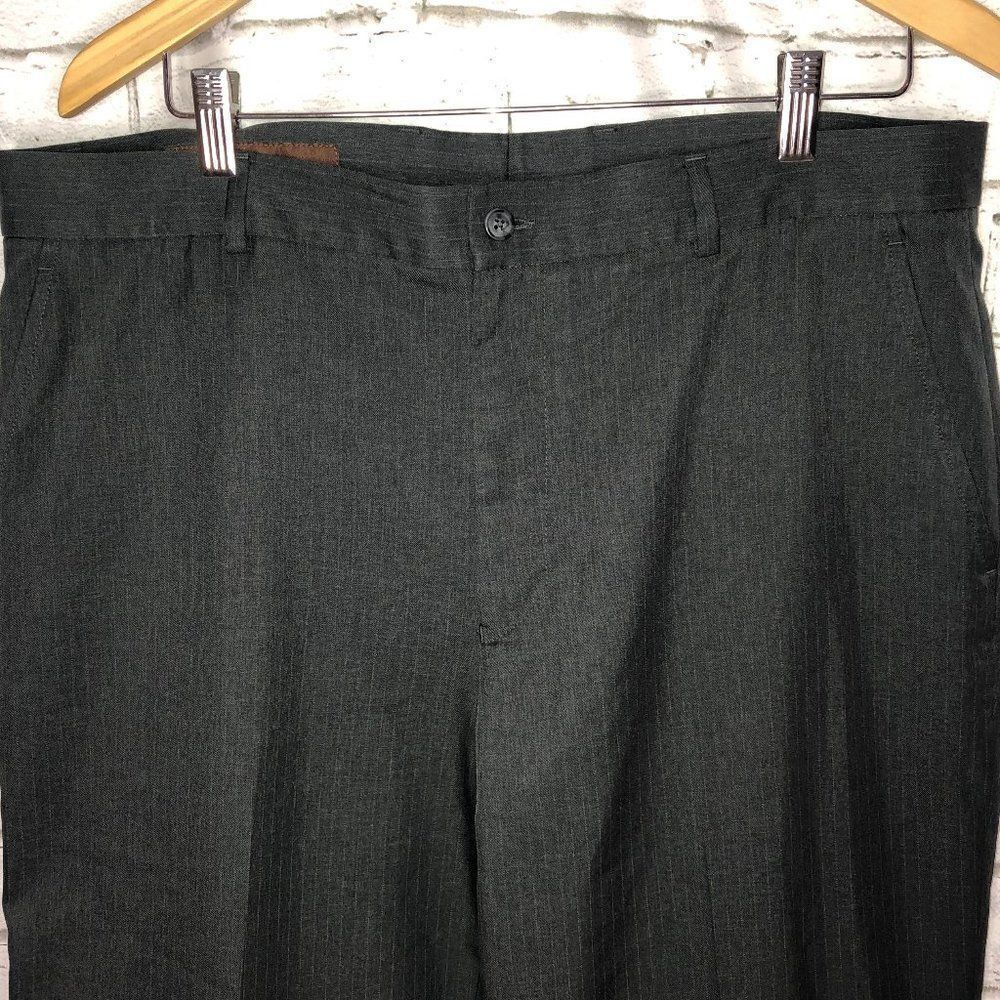 Perry Ellis Classic Fit Dress Pants | Dark Gray Stripe | Men's 36/32